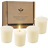 Pure White Beeswax Votive Candles-4 Pack Natural Votives Set for Home Room Decor Party Wedding Spa,12 Hours Burn