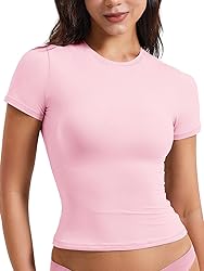 YEOREO Women Fitted Workout Tops Short Sleeve