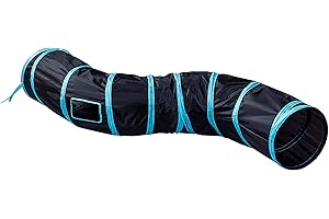iCAGY Cat Tunnel for Indoor Cats Interactive, Rabbit Tunnel Toys, Pet Toys Play Tunnels for Cats Kittens Rabbits Puppies Crinkle Pop Up Black 47" Shape S