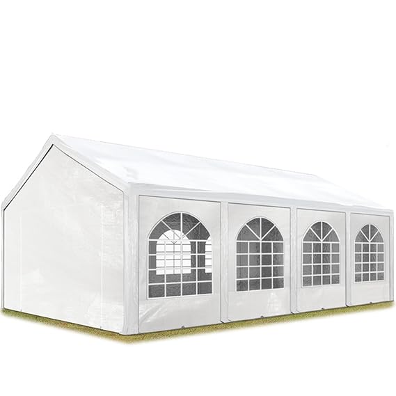 TOOLPORT Hochwertiges Partyzelt 3x9 m Pavillon Zelt 240g/m² PE Plane Gartenzelt Festzelt Bierzelt Wasserdicht weiß Modell 201