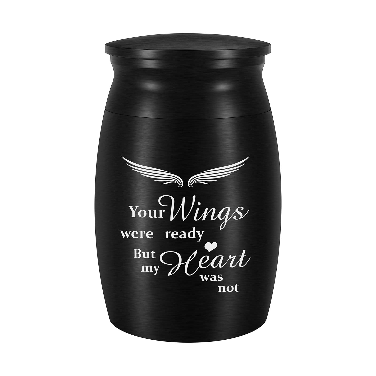 Dletay Small Urn for Human Ashes Small Keepsake Urn Mini Cremation Urns for Ashes Aluminium Memorial Ashes Holder-Your Wings were Ready, But My Heart was Not
