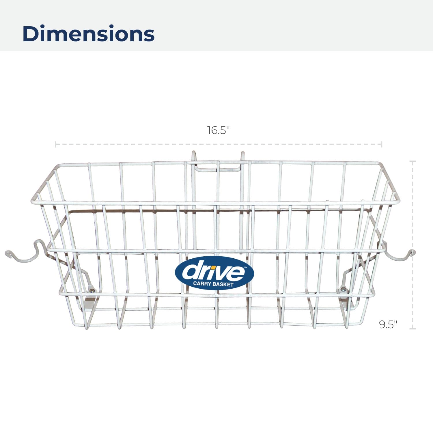 Drive Medical 10200B Walker Basket, Basket for Folding Walker with Cup Holder, White