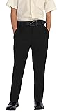 Gioberti Boys Flat Front Dress Pants, Black, 10