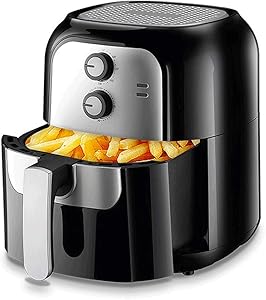 6.4 L Air Fryer Oil Free, Air Cooker and Fryer, with A Adjustable Temperature Control and Timer (Black)
