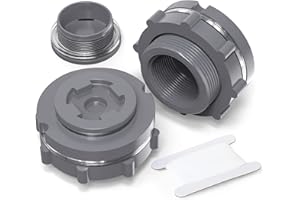 TAISHER 2PCS Black PVC 2'' Bulkhead Tank Connector Adapter Fitting with Plugs & Gasket for Water Tank, Rain barrels, Aquariums, Bathtubs and Sink