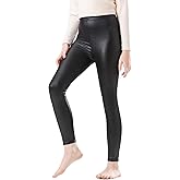 CVVTEE Girls Faux Leather Pants Stretch Leggings Tights Kids Pants
