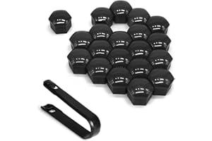 KUQUTIDY 20PCS Lug Nut Covers, 21mm Anti-Theft Hexagonal Wheel Lug Nut Caps with Removal Tool, Car Wheel Rims Center Nut Bolt Protection Caps, Automotive Exterior Accessories for Car Tire Hub (Black)