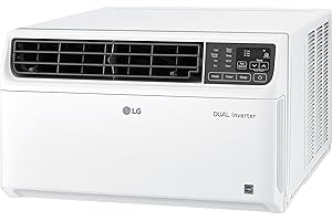 LG 23,500 BTU Dual Inverter Smart Window Air Conditioner, 230V, Air Conditioner Cools Rooms up to 1,440 Sq. Ft., Ultra Quiet Operation, with LG ThinQ, Amazon Alexa & Hey Google, White