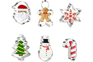 Christmas Cookie Cutters,Cookie Cutters,6Pcs Cookie Cutter Set,Snowflake,Gingerbread Man,Christmas Tree,Snowman,Santa Face,Ca