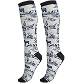 thmnj Compression Socks Knee High Support Socks Women Circulation Stockings for Athletic Running Cycling Flying