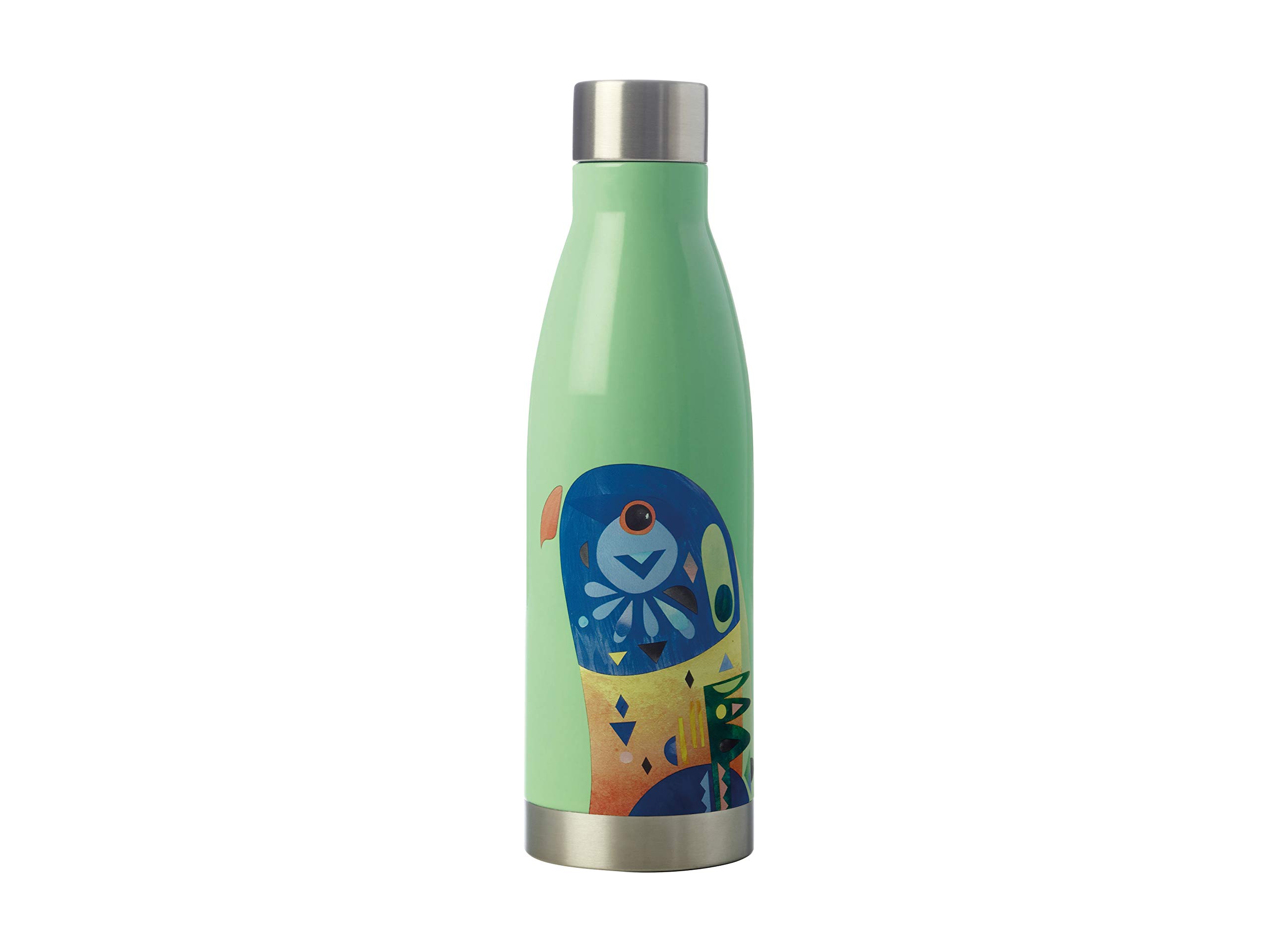 Maxwell & Williams Pete Cromer Insulated Water Bottle, Lorikeet Design, BPA Free Stainless Steel, 500 ml, Green