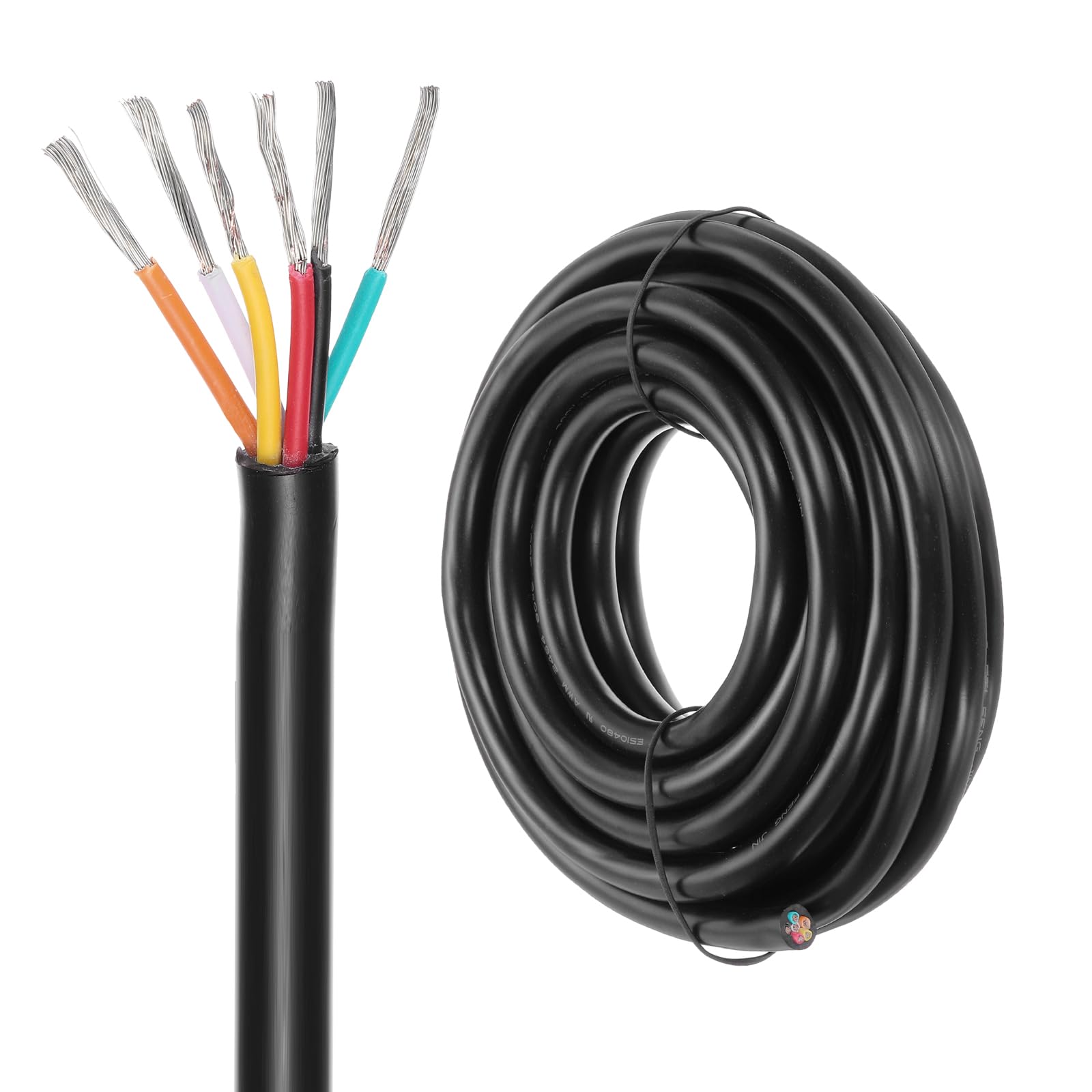 DMiotech 16 Gauge Wire Electrical Wire 6 Conductor, 16 AWG Extension Cable Cord 20 Ft/6 m UL2464 300V Stranded Tinned Copper Wire for LED Lighting Automotive