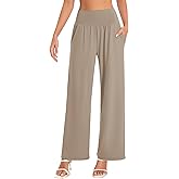 BUBBLELIME 20"/27"/29"/31"/33"/35" Women's High Waist Wide Leg Yoga Pants Loose Comfy Lounge CasualSweatpants with Pockets -Dark Khaki Large 35" Inseam