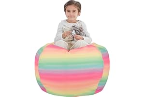 Nobildonna Stuffed Animal Storage Bean Bag Chair Cover Only for Kids Girls Toddler, Large Beanbag Chair Without Filling for Organizing Children Soft Plush Toys