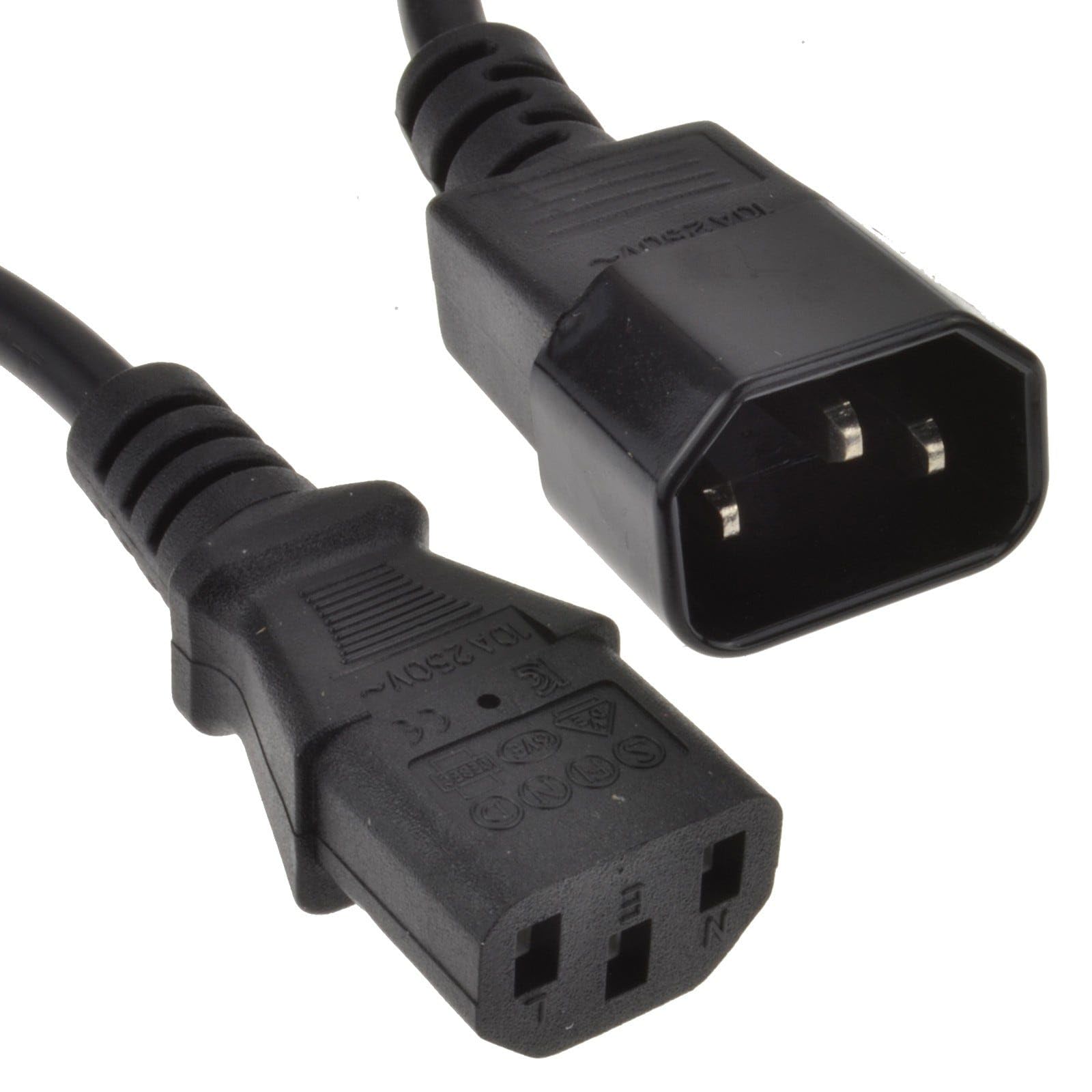 kenable Power Extension Cable IEC Male to Female C14 to C13 UPS Lead Kettle Cord VDE Approved 10A 1.8m Black