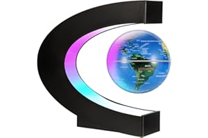 Gresus Magnetic Levitating Floating World Map Globe, C Shape Display Frame with LED Lights, Cool Tech Home Office Desk Gadget Decor Birthday Gift for Men Fathers Boyfriend Students ( Globe doesn't light up)