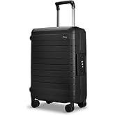Pirtecin 28 Inch Luggage with Spinner Wheels, Hardside Zipperless Large Checked Luggage with TSA Lock, Durable Rolling Suitcase, Black