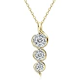 TIMEFASHION 3-Stones Moissanite Pendant Necklace, 1.8cttw D Color Moissanite 925 Sterling Silver Infinity Necklace Jewelry for Women, Wife or Mom