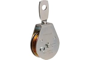 Campbell T7550303 Steel Heavy Duty Single Sheave Swivel Eye Pulley, Zinc Plated, 2-1/2' Diameter, 3/8' Rope, 550 lbs Load Cap