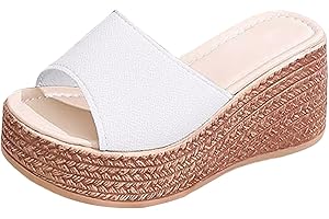 Sandals Womens Wedge Platform Fashion Slip On Slides Open Toe Sandals for Women Dressy Summer Stylish Thick Soled High Wedges