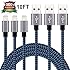 Eashion iPhone Charger, 3Pack 10FT Ultra Long Nylon Braided Lightning Cable USB Charger Cord Compatible with iPhone 7/ 7Plus/ 6/ 6Plus/ 6s/ 6s Plus/ 5s/ 5c/ 5/ SE/ iPad / iPod (Black&Blue)