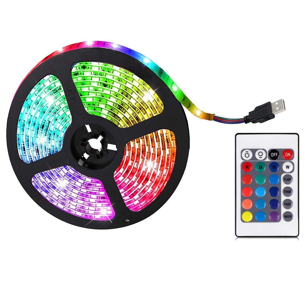 Tixiyu 5V USB Led Strip Lights 16 Colors and 4 Modes Waterproof Flexible Color Changing RGB LED Light Strip with Rmote Control for Bedroom, Kitchen, Living Room, Party (0.5m) (0.5m)