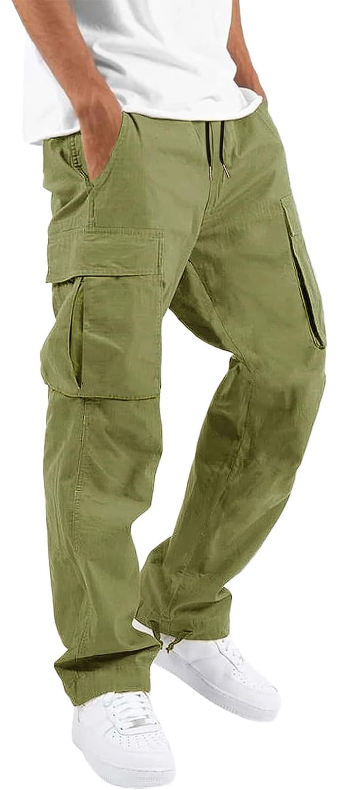 Photo 1 of (mens 32) HUNGSON Mens Cargo Pants Drawstring Casual Hiking Pants Joggers Athletic Trousers Cotton Loose Straight