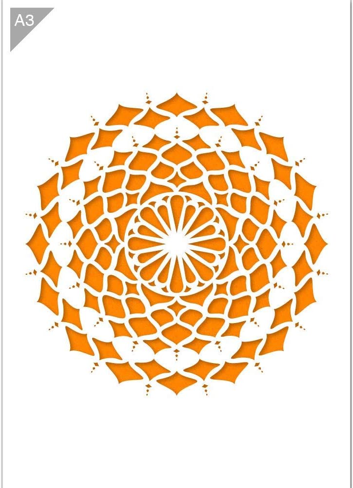 QBIX Mandala-Schablone - A3 Mandala-Schablone für Möbel, Wände