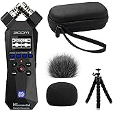 Zoom H1essential Recorder Bundle with Case, Windscreens &amp; Tripod | 32-bit float recorder bundle with 99KOLB EVA case, furry and foam windscreens, and octopus tripod.