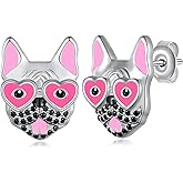 Dog Earrings 925 Sterling Silver French Bulldog Stud EarringsFrench Bulldog Jewelry for Women Dog lover Gifts