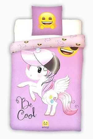 store Einhorn Emoji Bettbezug 135 x 200 cm + 80 x 80 cm Kissenbezug