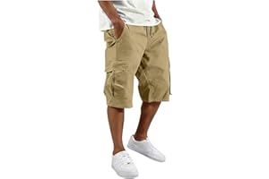 Mens Cargo Shorts Workout Gym Wide Leg Capri Pants Multi Pockets Baggy Summer Outdoor Hiking Tactical Shorts Fashion Clothing