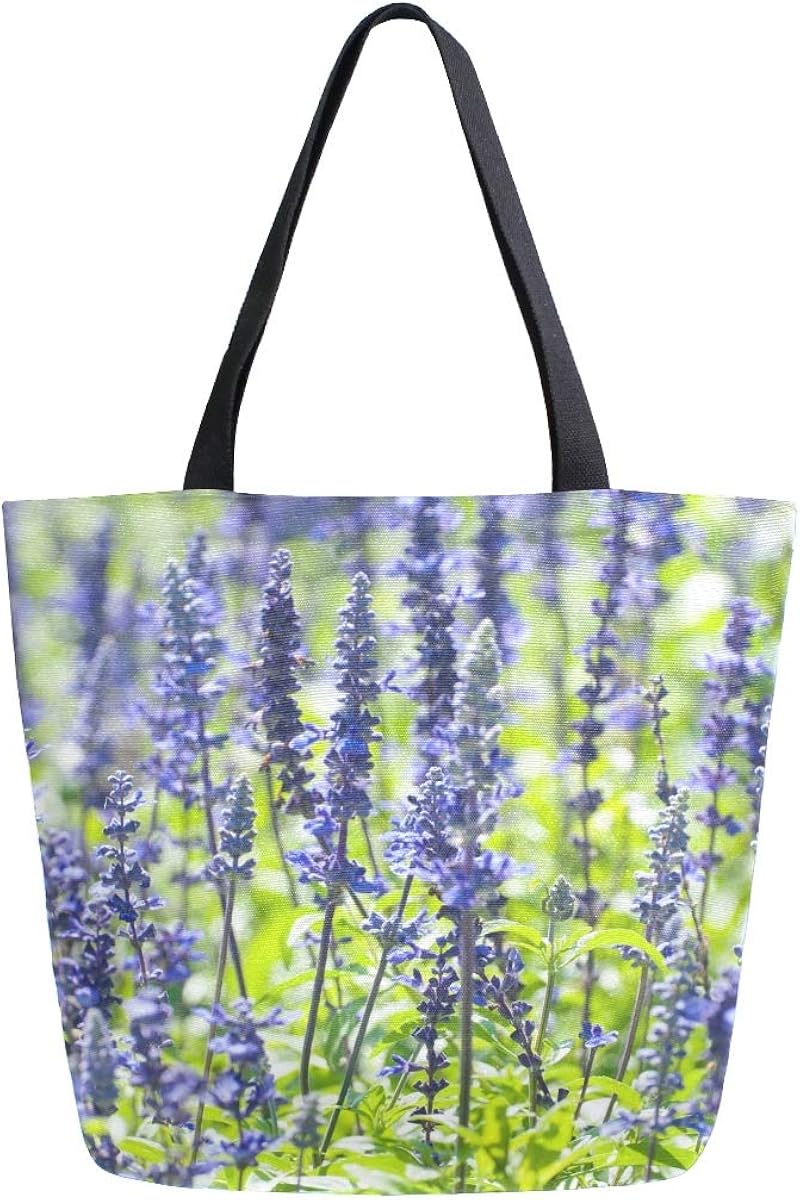 XXNO - Bolsa de lona con hojas de flores de lavanda para el trabajo