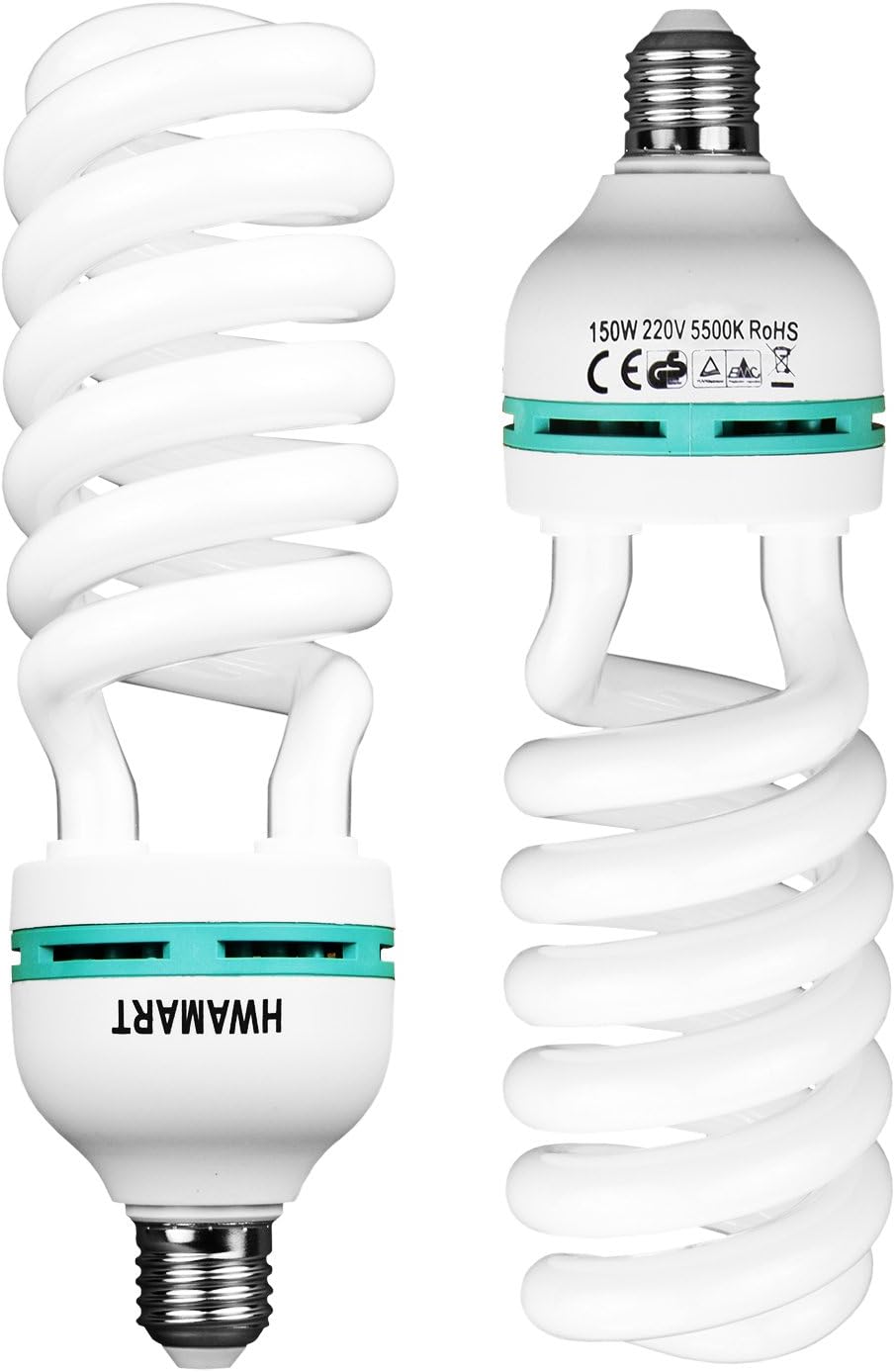 BOLLUMA 2X Photography Daylight White E27 Lighting Lamp Bulbs 55W = 150W 5500k a Pair for Video Photo Photography Studio Softbox Home Lighting