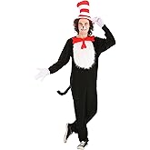 elope Dr. Seuss Cat in The Hat Costume for Adults - Jumpsuit with Hat, Bow Tie, Tail, & Gloves - Officially Licensed XL