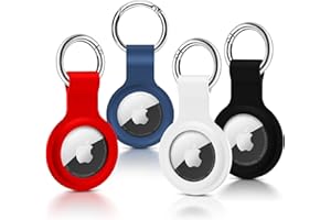PAUTAS 4 Pack Airtag Holder, Ultra Light Silicone Case for Airtags, Protective Cover Compatible with AirTag GPS Item Finders with Anti-Lost Keychain for Bags, Keys, Dog Cat Collar, Luggage (4 Colors)