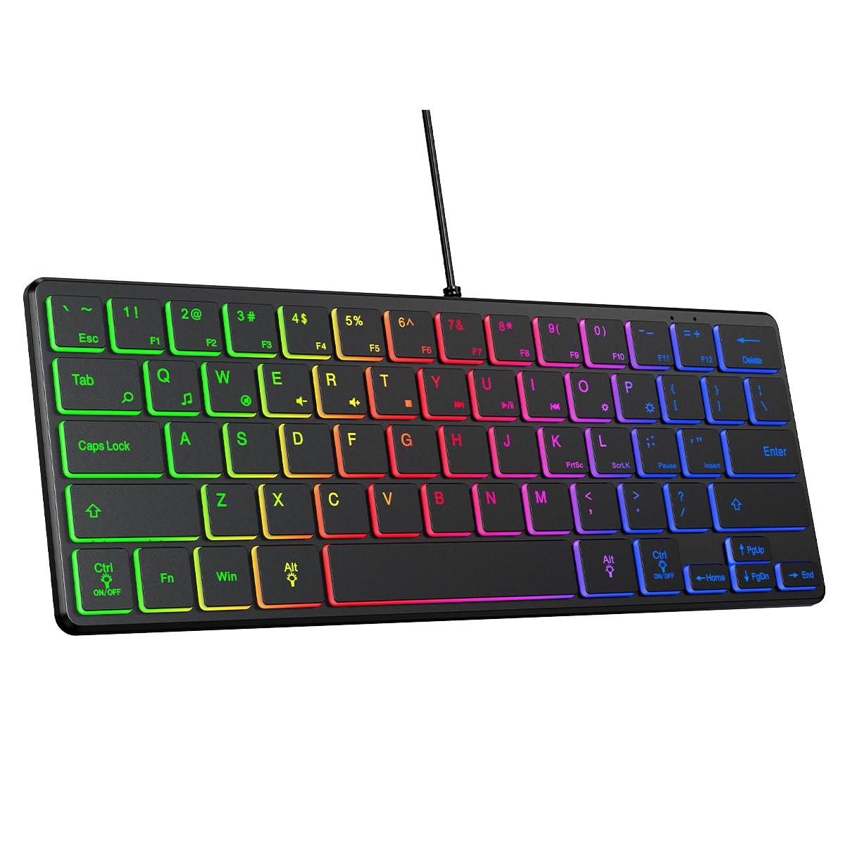 Photo 1 of PINKCAT Wired Mini Backlit Keyboard, 64 Keys RGB Ultra-Compact Keyboard Computer 60% Keyboards, Light Slim for Office, Home, Laptop, PC