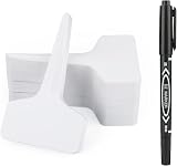 KINGLAKE Plant Labels and Pen, 50 Pcs T-Type PVC Markers 6x10cm White