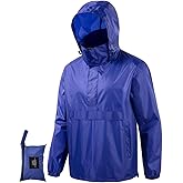 POWINSUN Men's Rain Jacket Waterproof Lightweight Packable Raincoat with Hood for Hiking Travel