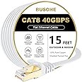 BUSOHE Cat 8 Ethernet Cable 15 FT, 40Gbps 2000Mhz High Speed Flat Cat8 Cable Patch Cord with Gold-Plated RJ45 Connector, LAN Network Internet Cable for Router/Gaming/Computer, S/FTP