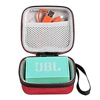 Faylapa Hard Case for for JBL Go Wireless Bluetooth Speaker,Mesh Pocket for Charger and Cables(Case Only,Red)