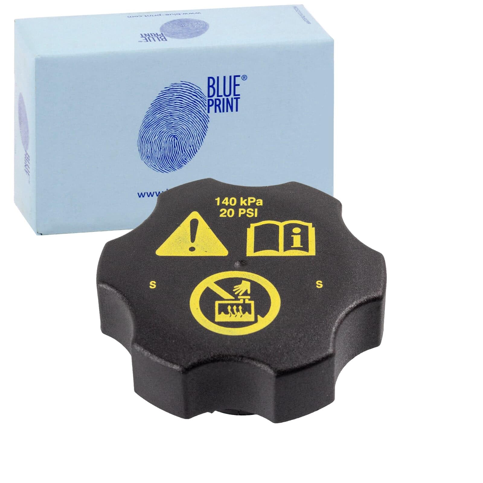 Blue Print ADG09928 Radiator Cap for coolant expansion tank, pack of one, black|silver|grey|blue