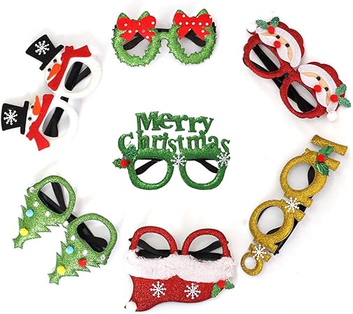 Immagini Natalizie Occhiali.Planuuik 7 Pezzi Occhiali Glitter Festa Di Natale Decorazioni Natalizie Occhiali Da Vista Occhiali Per Feste Cornice Per Bomboniere Stili Assortiti Amazon It Casa E Cucina