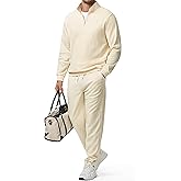 JMIERR 2025 Men Fall Tracksuit 2 Piece Set Old Money Polo Quarter Zip Twill Sweatsuits Jogging Sweatpants Loungewear