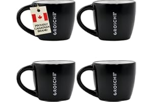 Porto Crema Ceramic Espresso Cups Set of 4 – 5 oz Coffee Shot Mugs for Double Espresso, Latte – Dishwasher & Microwave Safe, 