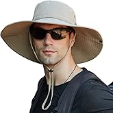 【Oversize XXL】 Sun Hat for Men,【UPF50+Waterproof Wide-Brim】 Boonie-Hat Sun-Hat Fishing-Hat for Safari Hiking Beach Garden