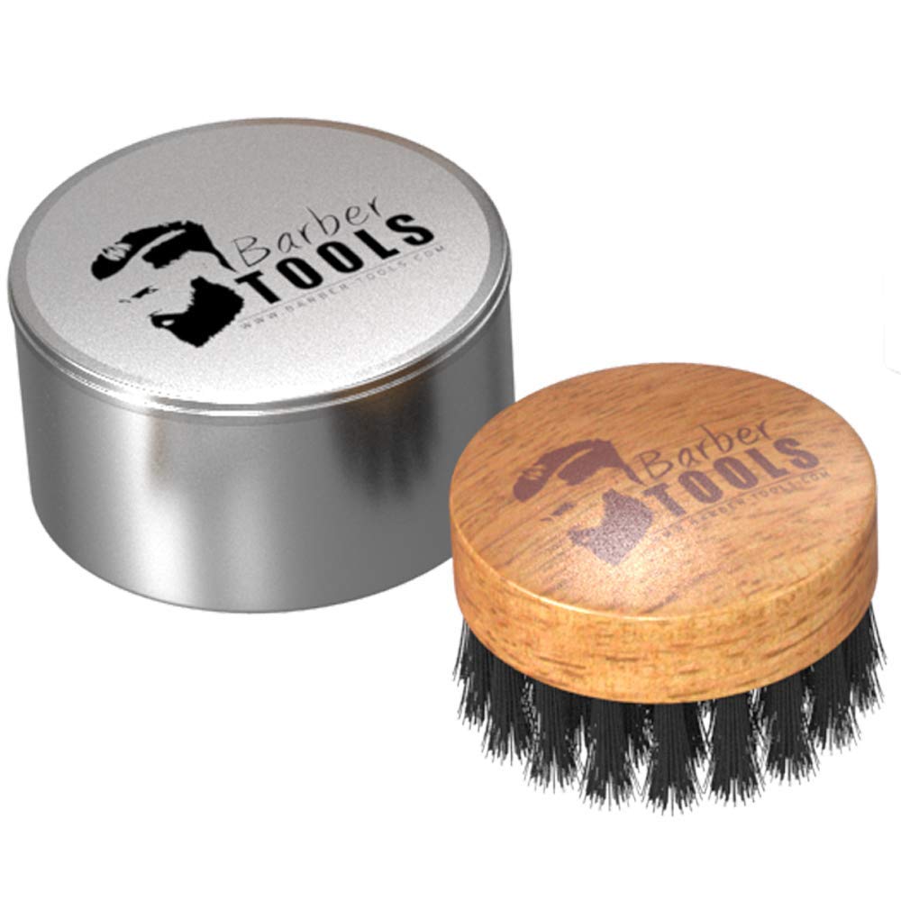 ✮ BARBER TOOLS ✮ Round beard brush with its metal box.