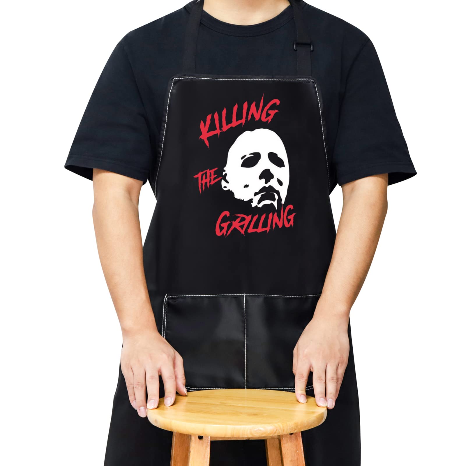 WZMPA Michael Halloween Kitchen Apron Horror Movie Fans Gift Killing The Grilling Adjustable Apron For Men Women, Killing Michael Apron, Medium
