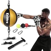 Kvittra Double End Punching Bag Boxing Striking for Training - Speed Ended Set Includes 3 Reflex Ball Headband and Pump- Portable MMA