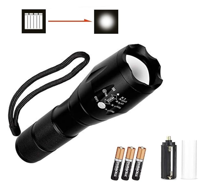 Inditrust Zoomable LED Emergency Torch Flashlight 2000 Lumens (Black)